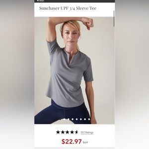 Sunchaser UPF 3/4 Sleeve Tee Coastline Blue - women’s Large